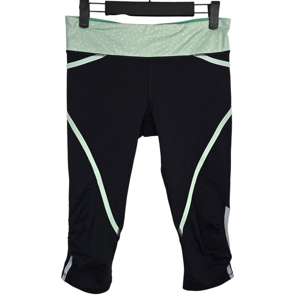 Lululemon Pants Womens‎ 6 Black Green Crop Run Inspire II Capri Athletic Yoga